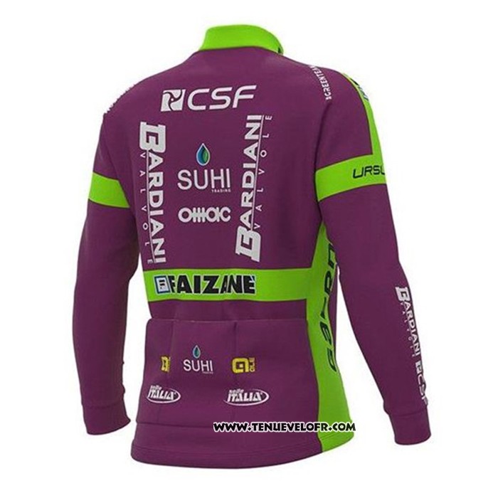 2020 Maillot Ciclismo Bardiani CSF Violet Blanc Manches Longues et Cuissard